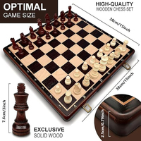 Ebony chess game board 38cm/15inch foldable board game entertainment king 7.6cm/3inch tall