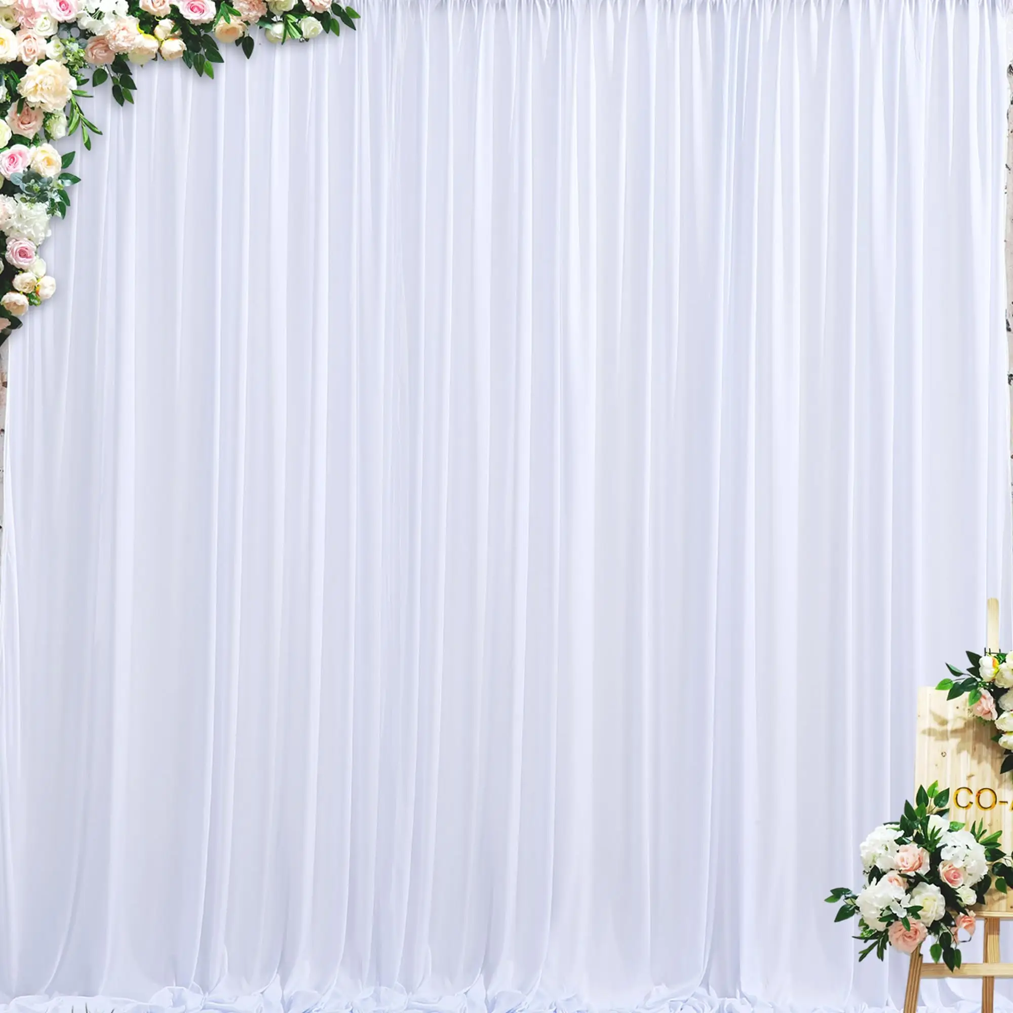 Hintergrundvorhänge Knitterfreie Draperien Stoffdekorationen Foto-Hintergrundtuch für Hochzeit Babyparty Fotografie Bühne Empfang – Detail 3