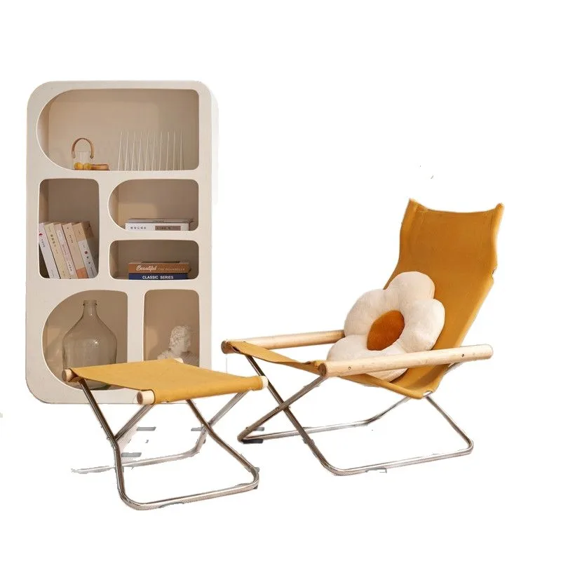 

Japanese-style canvas folding chair household balcony lazy recliner modern simple outdoor lunch break single leisure chair
