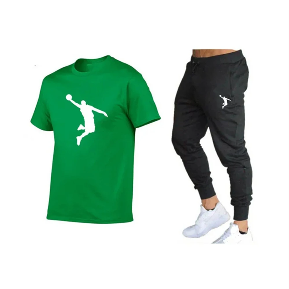 2024 Men Hot-Selling Summer T-Shirt Pants Set Casual Brand Fitness Jogger Pants T Shirts Hip hop Fashicon Men\'sTracksuit