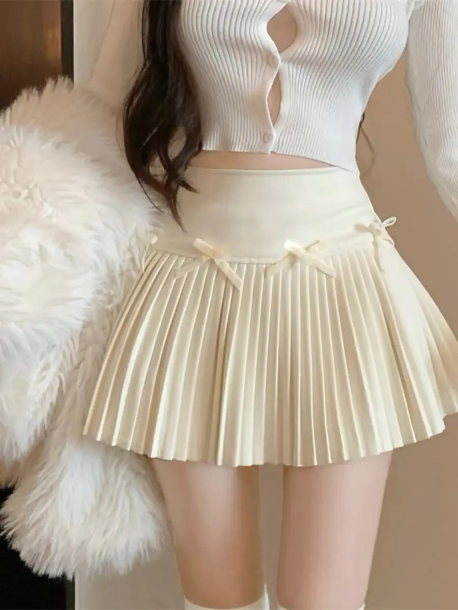 Korea Pleated Skirt Women Korean Cute Sexy High Waist A-line Patchwork Extreme Mini Skirt Vintage School