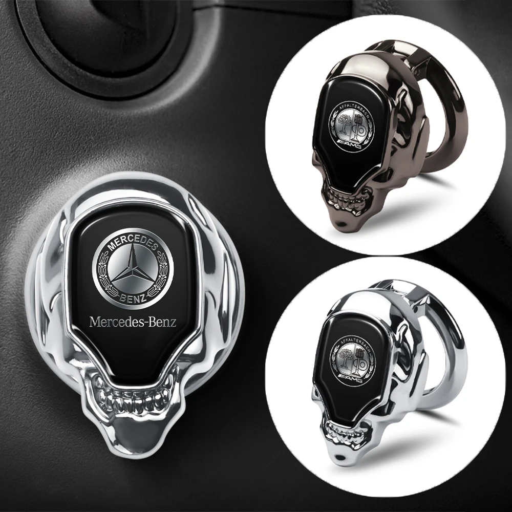 Car One-Button Start Button Protective Cover Skull Styling Sticker Accessories For Mercedes Benz AMG W108 W124 W177 W205 CLA CLE