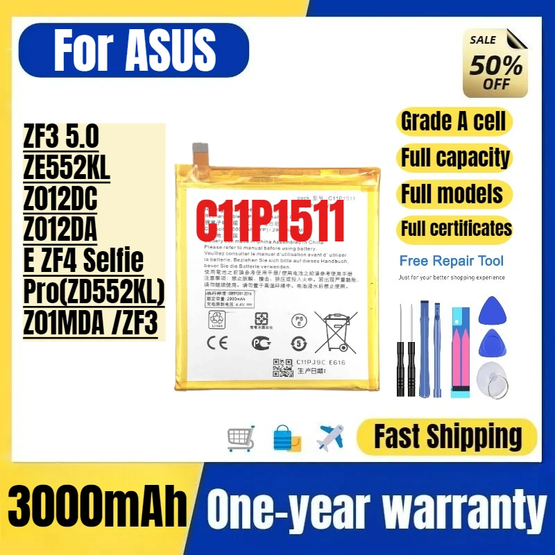 C11P1511 Straight for ASUS ZF3 5.0/ZE552KL/Z012DC/ZO12DA/E ZF4 Selfie Pro(ZD552KL)Z01MDA /ZF3  Phone Battery Replacement Bateria