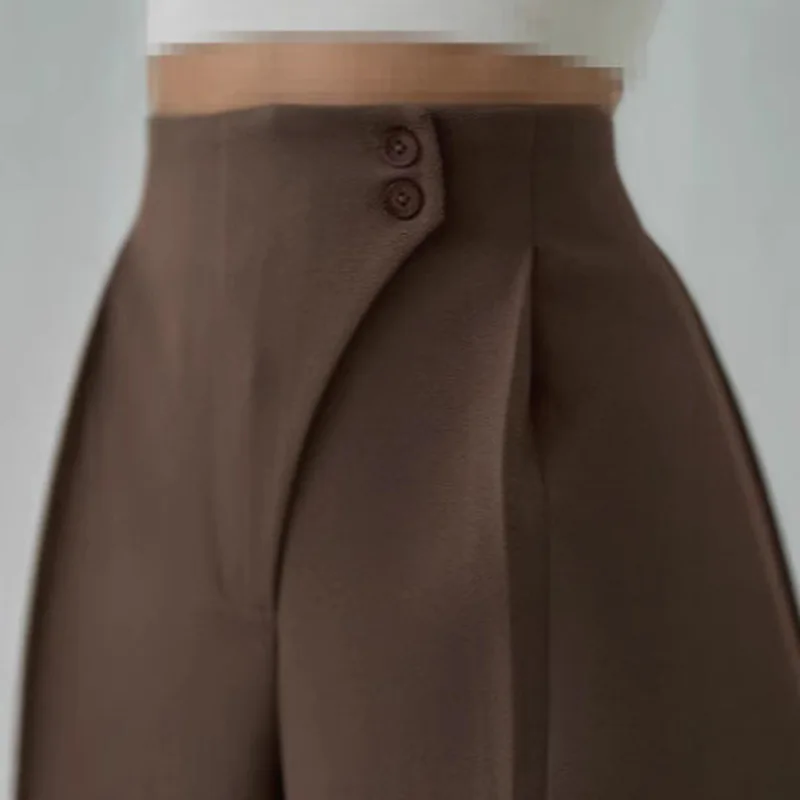 بنطال نسائي نحيف مستقيم الساق، ملابس غير رسمية، تفاصيل أزرار، مريح، مناسب لموسم الربيع، أنيقة للنساء في منتصف العمر #1