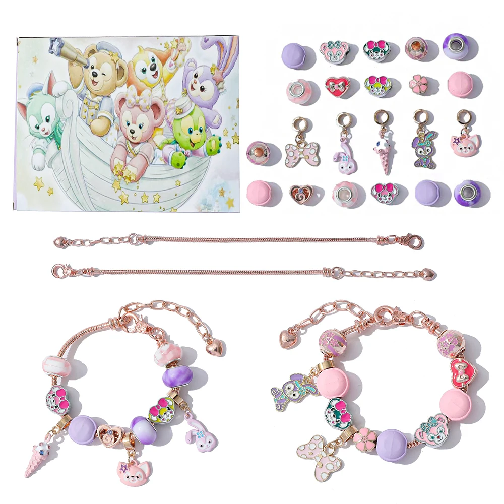 Disney Original Kawaii personaje Duffy Bear LinaBall colgante DIY cuentas caja ciega pulsera conjunto fiesta juguete para regalo hecho a mano