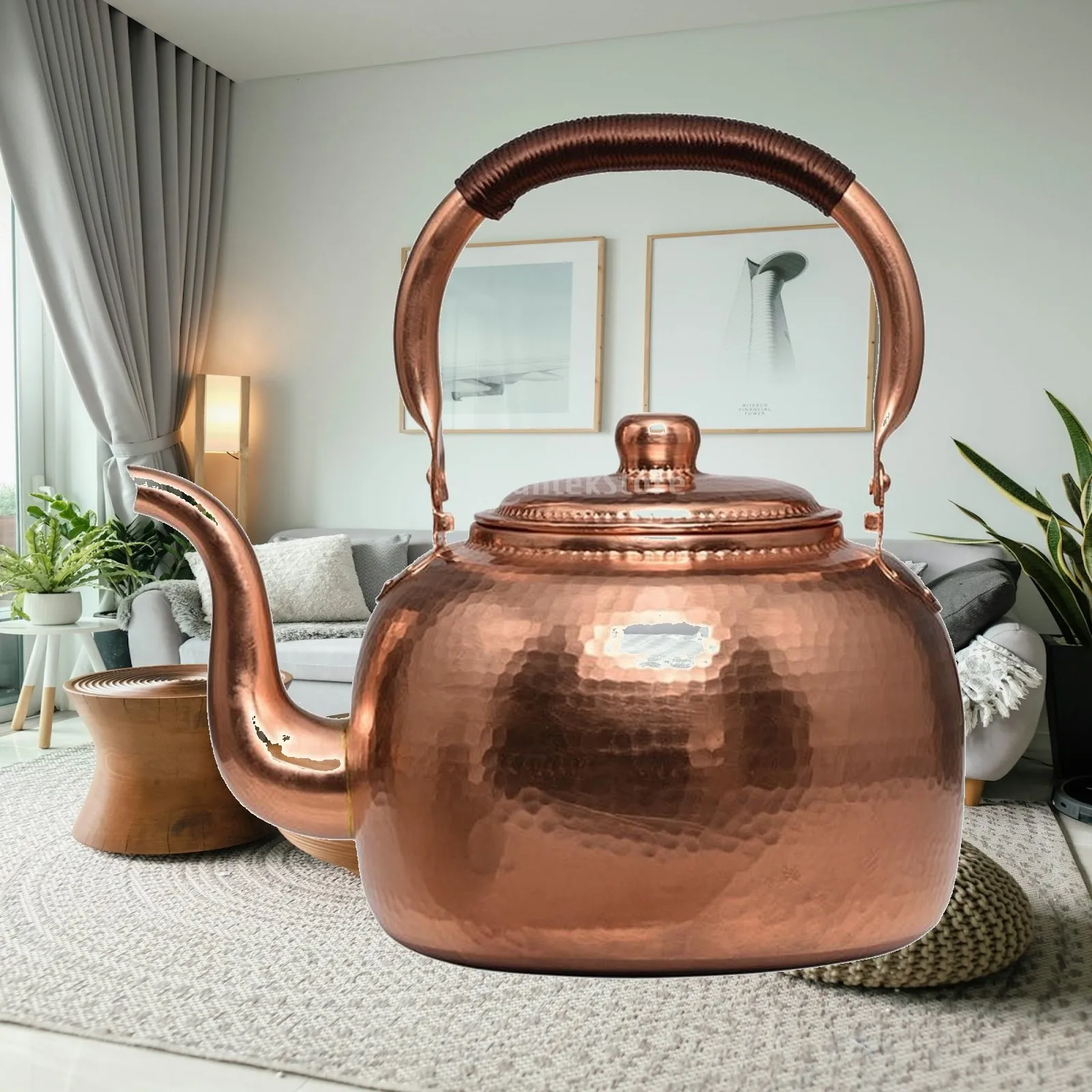 Tea Kettle with Spout Handmade Copper Kettle with Arched Handle Cookware Long-Lasting for Home Cooks, Kitchen