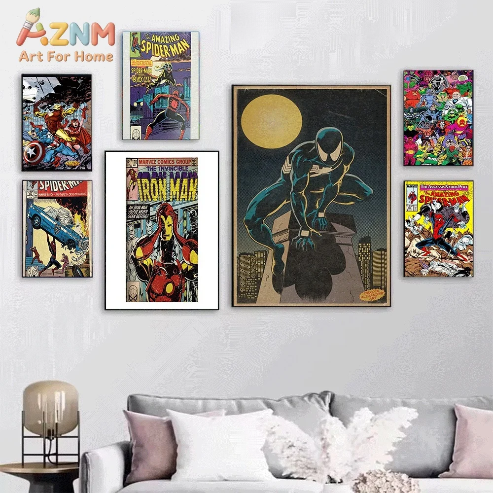 Spider‑Man Giant‑Sized 50th Issue Retro Comic Cover Canvas Wall Art Print Poster Unframed Canvas Painting Home Living Room Bed