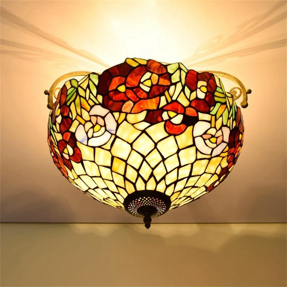 FUMAT Tiffany 40CM Ceiling Lamp Handmade Colored Glass Love Beads Decorative Lighting Fixtures Bedroom Living Room Ceiling Lamp