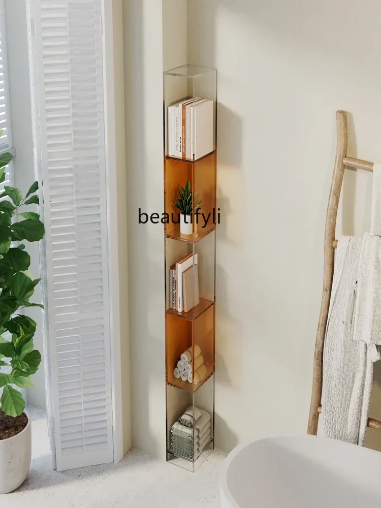 

S Художественный свет, роскошный акриловый напольный многослойный стеллаж для хранения, настенный книжный шкаф с узким зазором, дизайнерский стеллаж для хранения в гостиной