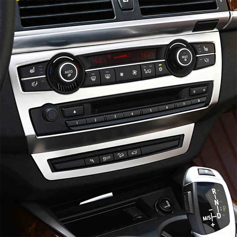 Chrome For BMW X5 X6 E70 E71 Accessories Car Interior Center ConsoleAir Conditioning CD Console Panel Cover Trim Car Styling