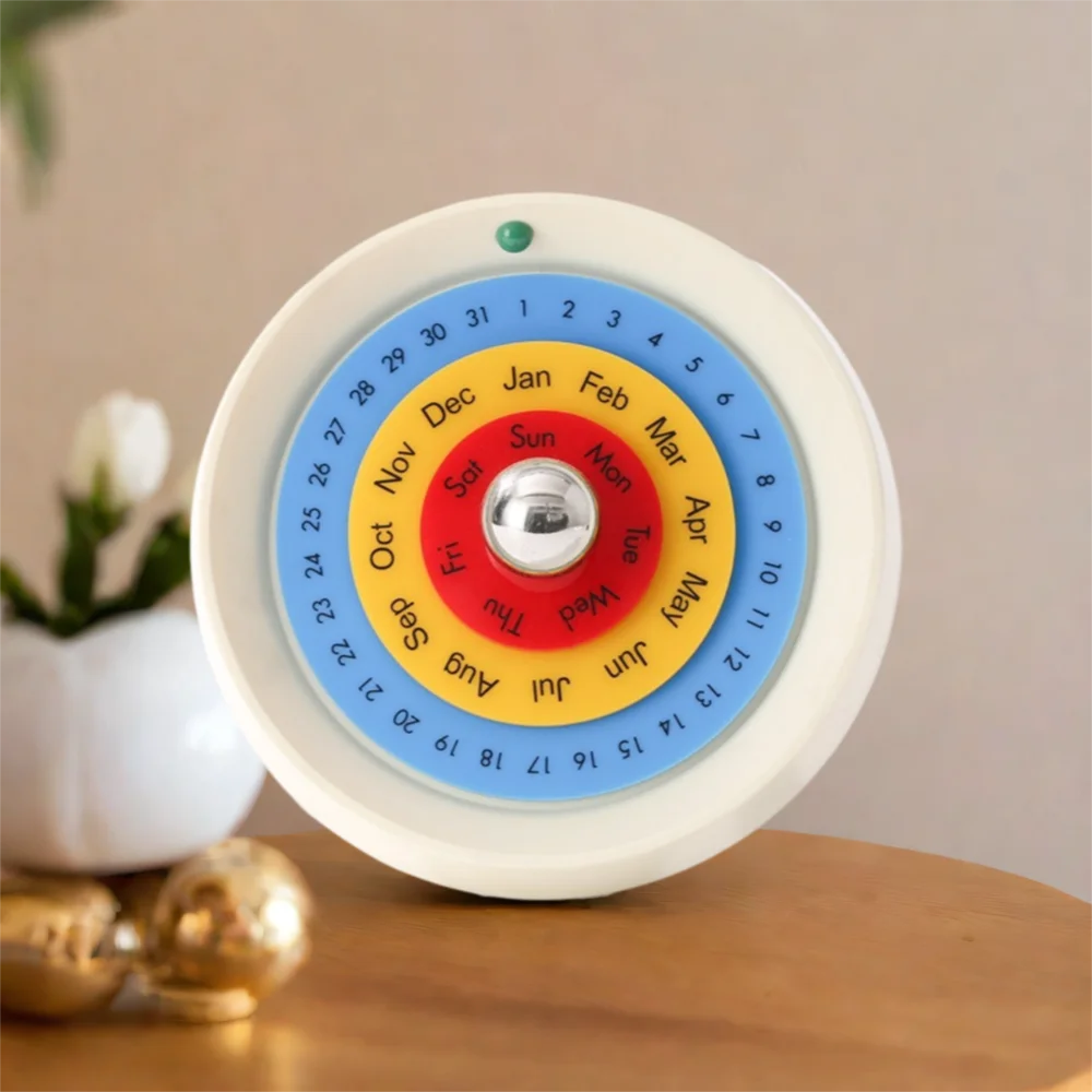 Calendario rotante creativo Giradischi decorativo fatto a mano Calendario perpetuo Calendario da tavolo annuale in stile nordico fai-da-te
