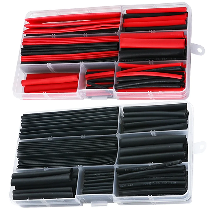 150pcs Black &Red Heat Shrink Tube Kit Thermoresistant Tubing Shrink Wire Wrapping Electrical Connection Cable Insulation Sleeve