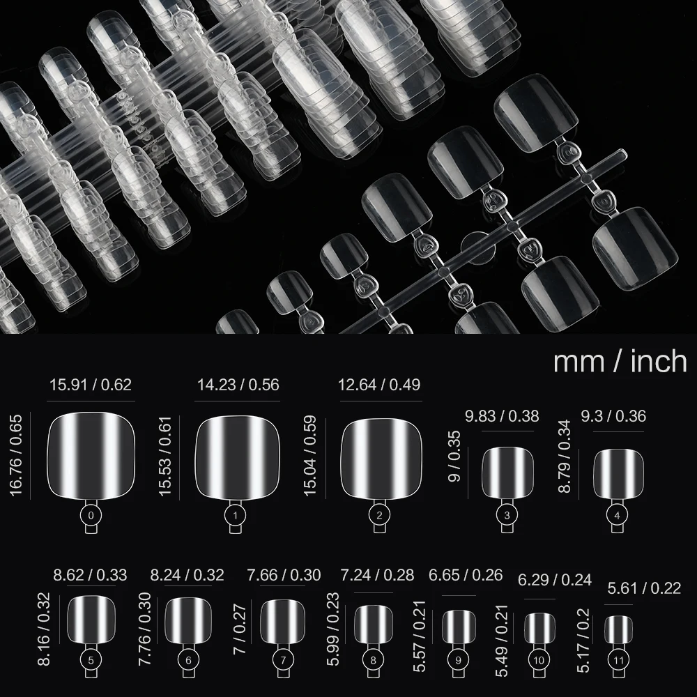 100/120 pièces pointes claires presse sur l'ongle brillant court carré faux ongles couverture complète pré-forme artificielle faux orteils ongles conseils