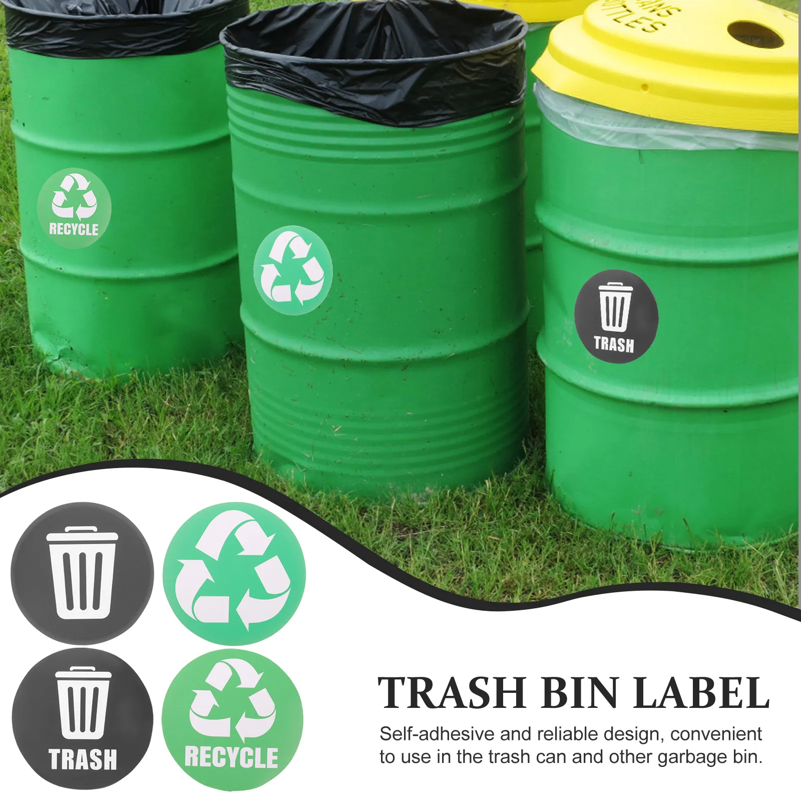 

12 Pcs Garbage Sorting Stickers Trash Can Labels Recycle for Bin Recyclable Recycling Pvc