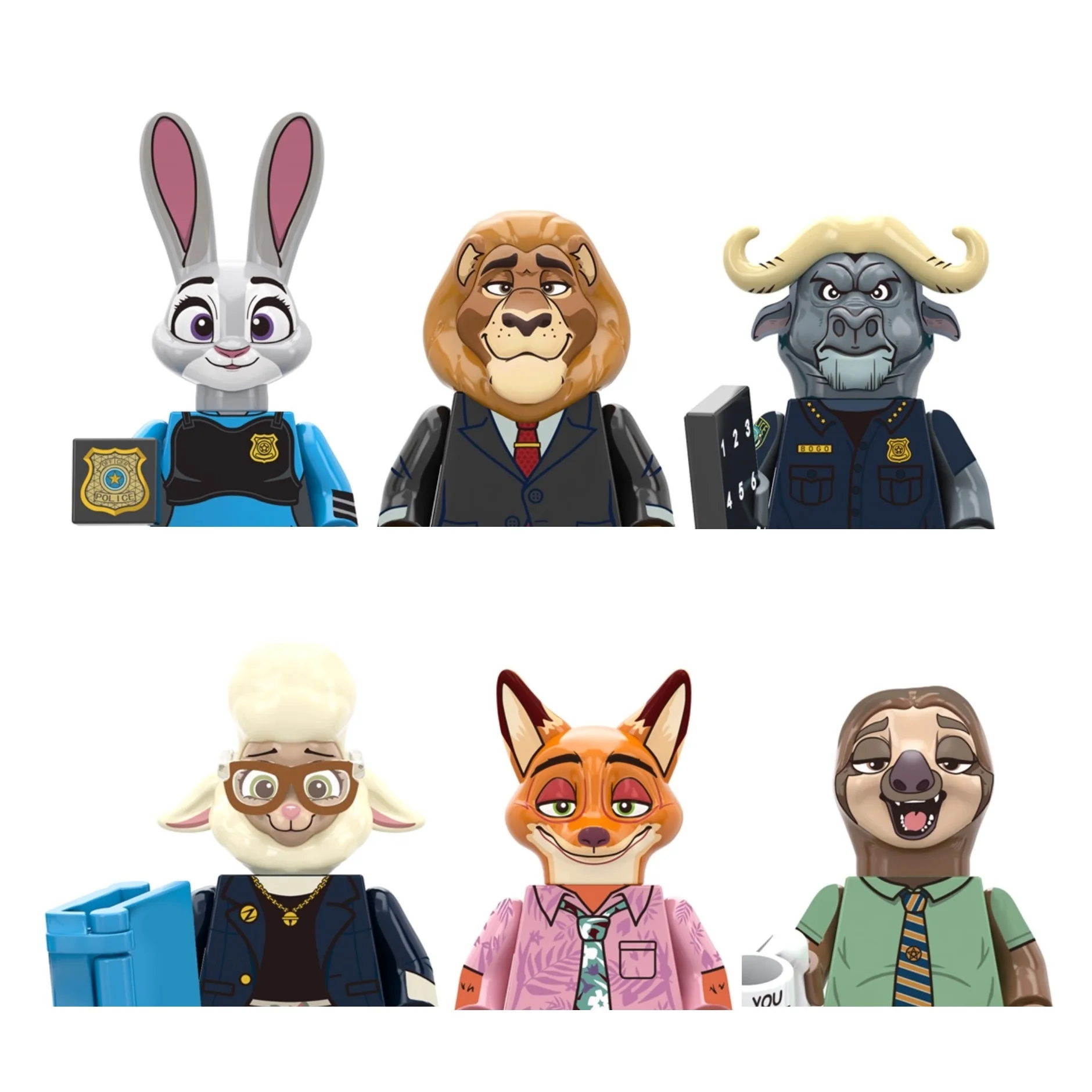 2026 heißes neues Zootopia-Set, Baustein, der Zoo, Fuchs, Kaninchen, Bär, Faultier, Rinder, Löwe, Mini-Actionfigur, Spielzeug, Mini-Bausteine