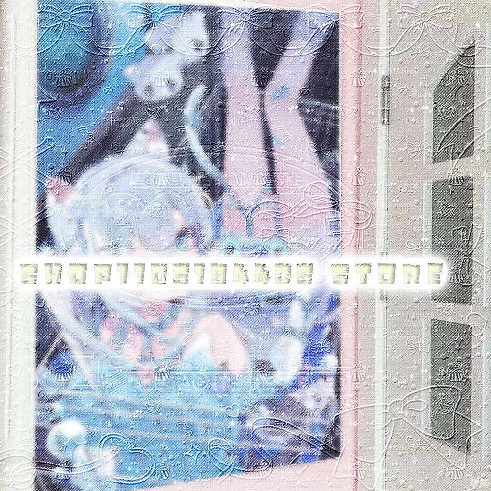 Joyce Anime Twin Light Blue Cat Ear Girl Tapestry ロリータ Rorita ハラジュク Harajuku Hazel Soft Cool Ice Blue Pastel Tone Twin Character