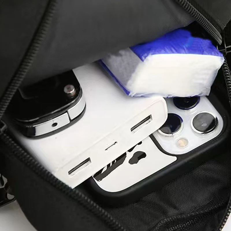 Kompakte, mehrschichtige Motorrad-Umhängetasche mit glatten Metallreißverschlüssen, tragbare Mini-Schultertasche für Freizeitaktivitäten – Detail 5