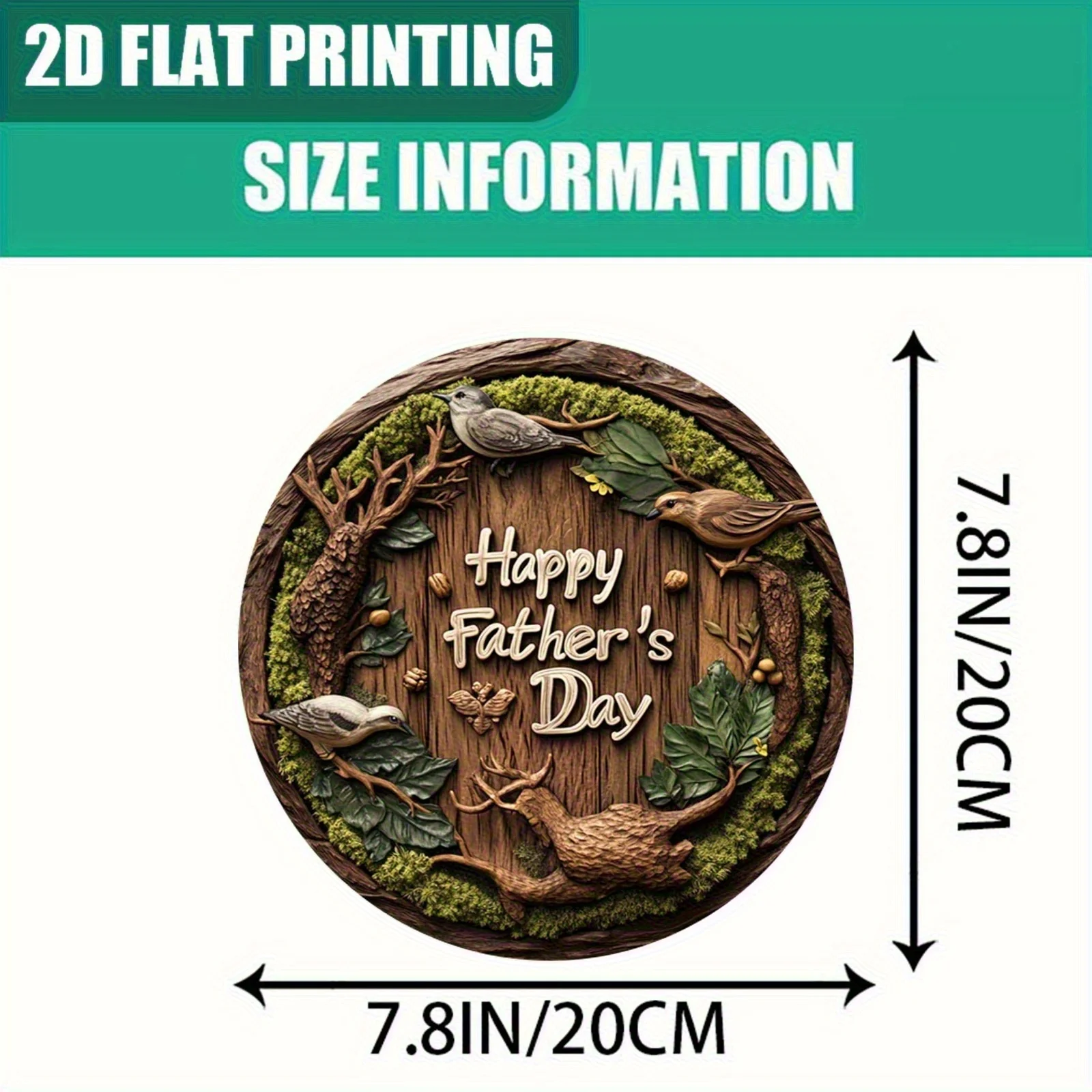 2D Flat 2D Plane 8-Inch Round Wooden Father'S Day Hanging Sign - Handcrafted Recycled Wood Wall Decor with 