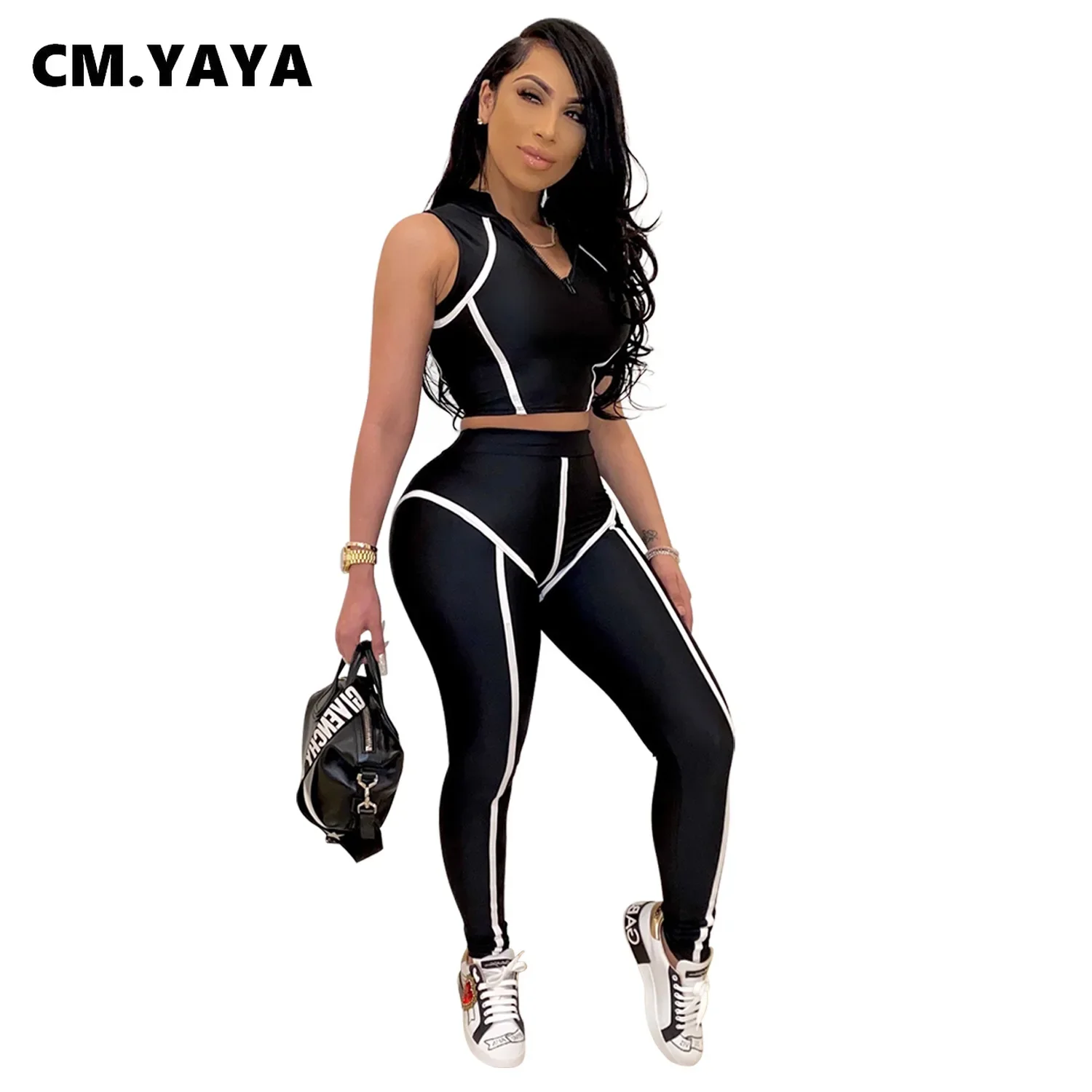 Women Sets Summer Tracksuits Slim Sleeveless Skinny Crop Tops+Pants Suit Two Piece Set Night Club Outfits 2 Pcs Street GL3503