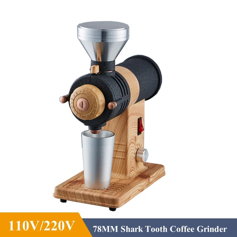 78mm Burr Titanium Alloy Shark Tooth 100-800rpm Adjustable Coffee Grinder 225G Hopper Pour-Over Coffee Mill Grinding Machine