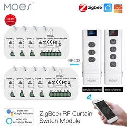 Moeshouse-電動ローラーブラインドモーター用Zigbeeスマートカーテンスイッチモジュール、DIYブラインド、2mqtt、スマートライフアプリ、アレクサ、グーグルホーム、RF433