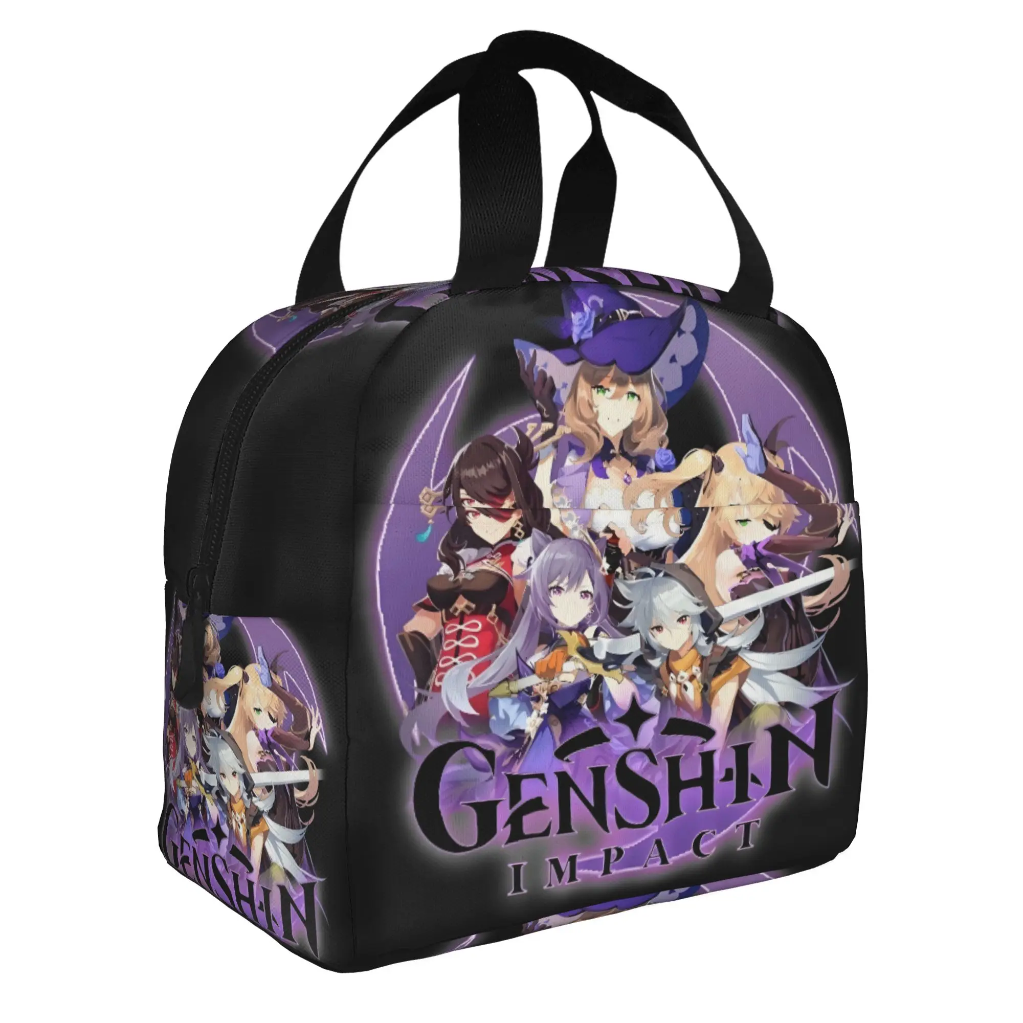Genshin Impact Game Anemo Geo Pyro Hydro  Lunch Bag Women Anime Cryo Electro Dendro  Warm Cooler Insulated Lunch Box for School