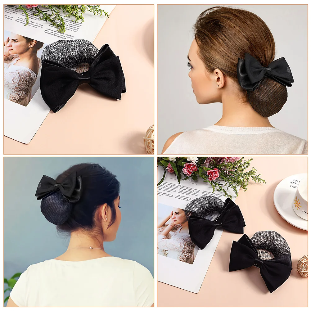 

6 Pcs Bun Net Satin Bow Hair Bun Cover Invisible Hair Nets for Women Nurse Dance Buns Fine Mesh Lightweight Perfect Hold Elegant
