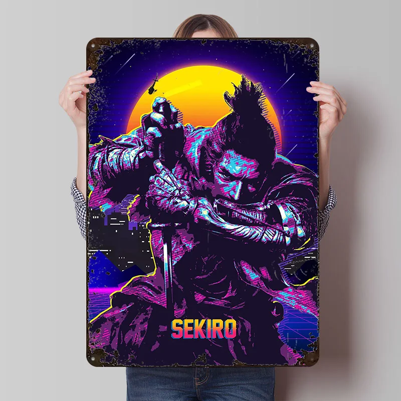 Sekiro: Shadows Die Twice Poster Customized Vintage Metal Signs Wall Art Retro Tin Plaque for Room Ornaments Home Decor Interior