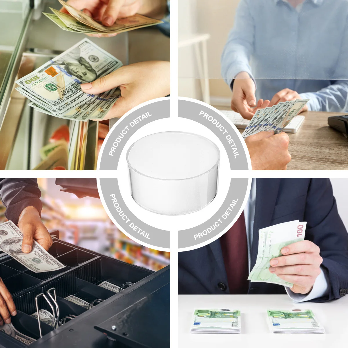 2Pcs Finger Moistener Sponge Cup for Cash Counting Plastic Wet Hand Tool Bank Approved Office Efficiency Enhancer