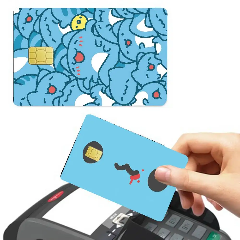 Cartoon B-BuGcat C-CaPoo Credit Card Skin Stickers for VISA Bank Card Transportation Card Waterproof Sticker Anti-scratch Women
