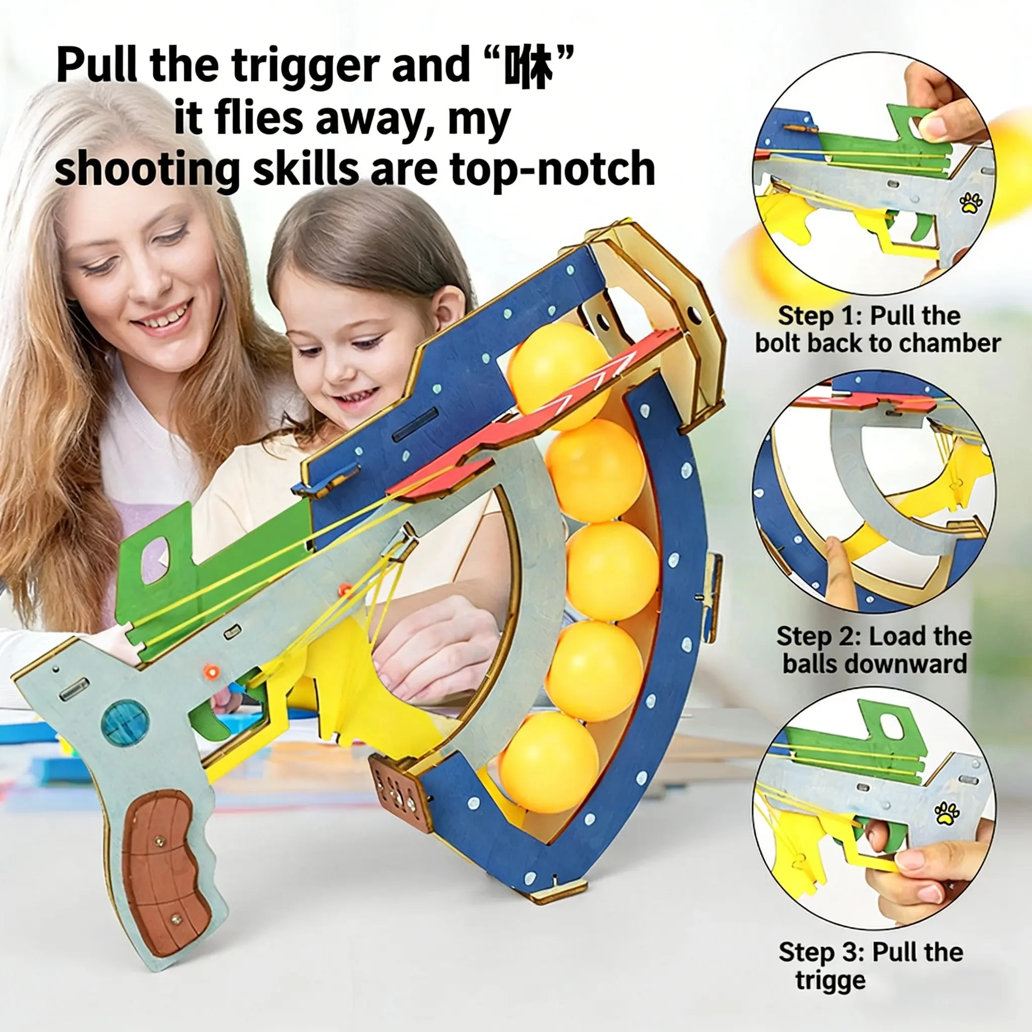 DIY Ping Pong Ball Launcher Gun STEM Speelgoed Wetenschapsset voor kinderen Educatief bouwproject Creatief ambachtelijk natuurkunde-experiment