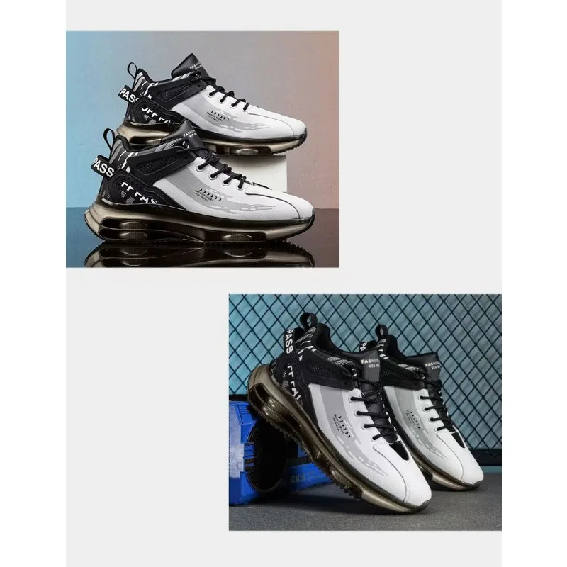 2026 New Low Top Waterproof Leather Sports Shoes Full Transparent Air Cushion Breathable Teen Student Daily Casual Footwear