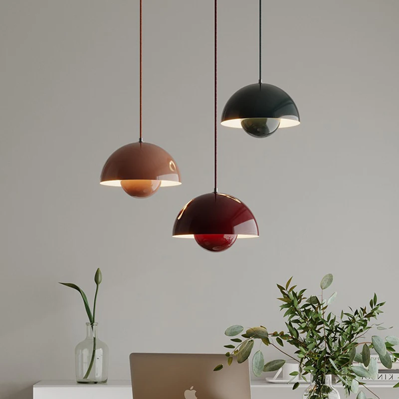 

Danish Flower Bud Pendant Light Cream Style Simple Design Lamp for Bedroom Bedside Restaurant Bar Counter Dining Room Lighting