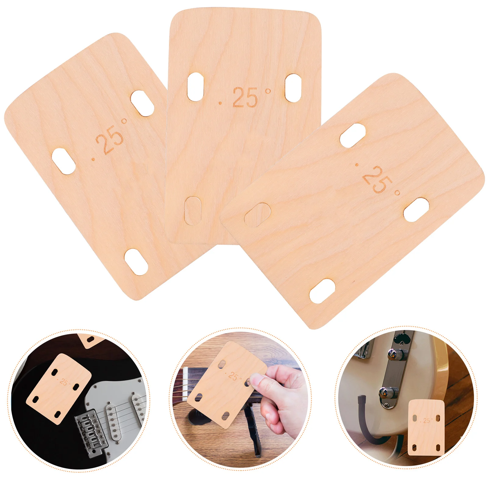 

3Pcs Maple Guitar Veneers 0.25 0.5 1 Degree Electric Bass Shims Guitar Parts Lightweight Replacement
