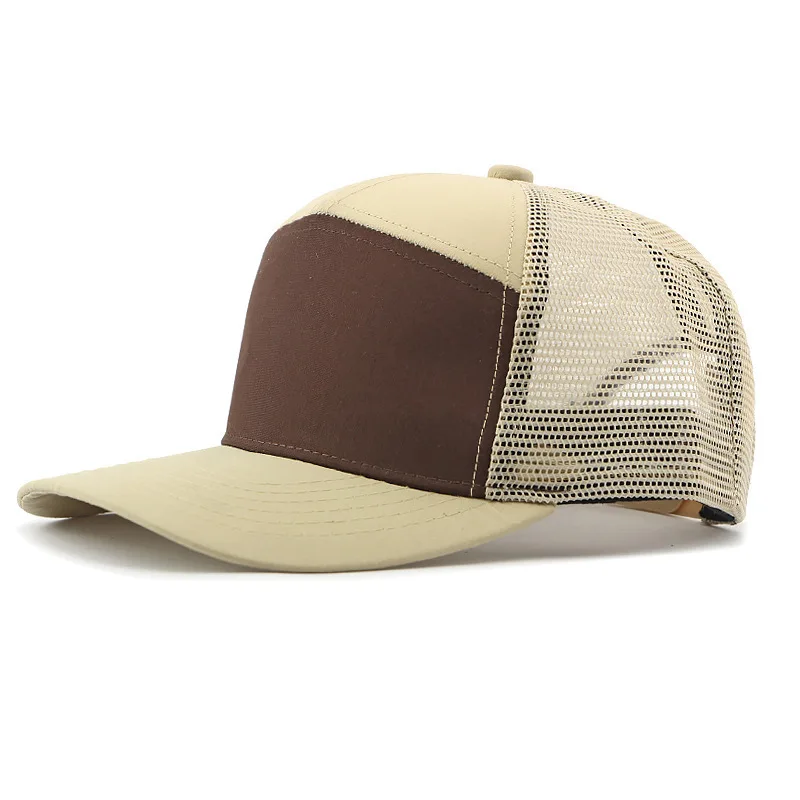 Customized printed logo 7-piece mesh hat men's breathable truck driver caps men's Sunscreen and shading hip hop baseball hats