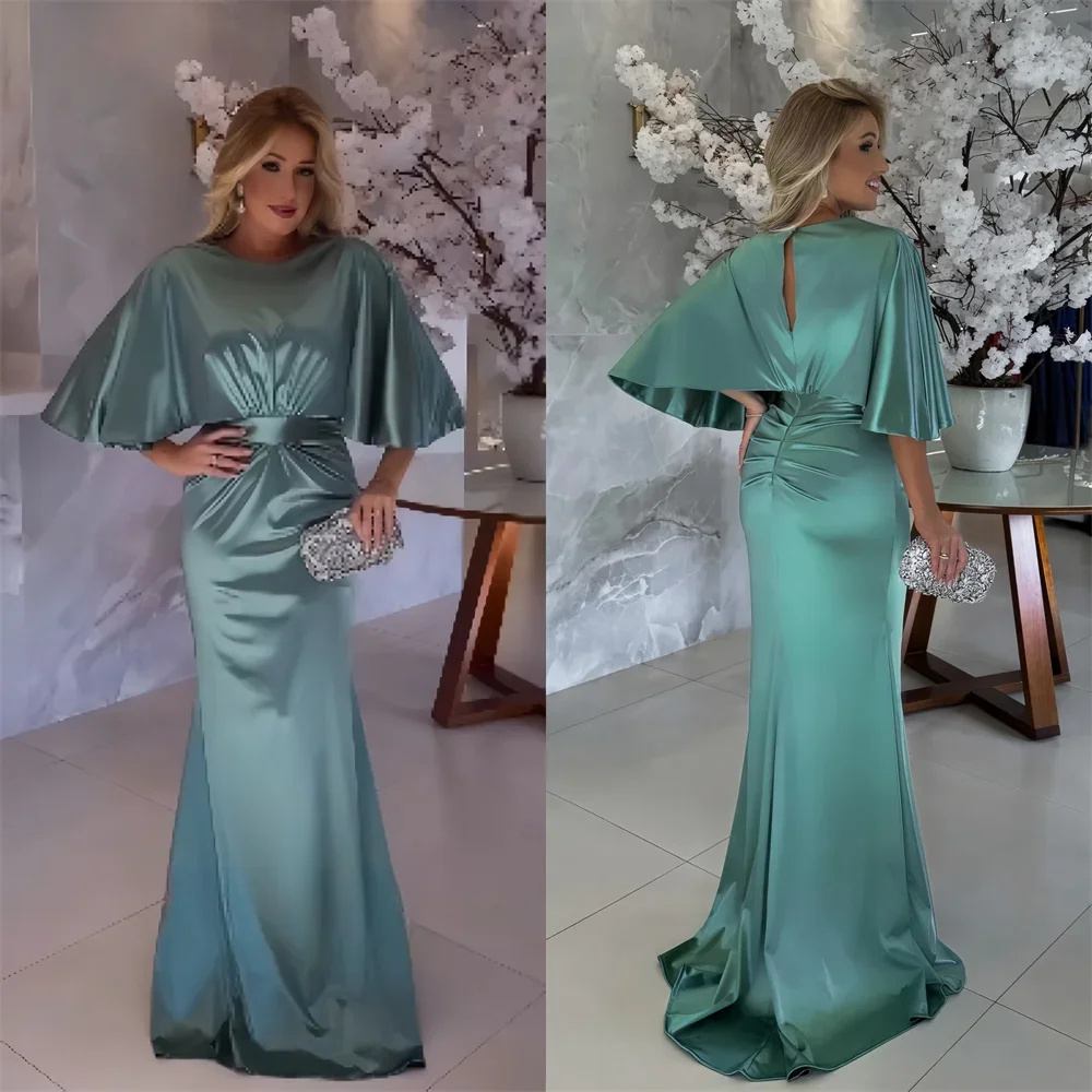 

Customized Prom Gown Evening Dearin Scoop Neckline Trumpet Floor Length Skirts Vertically Stole Bespoke Occasion Dresses Saudi A