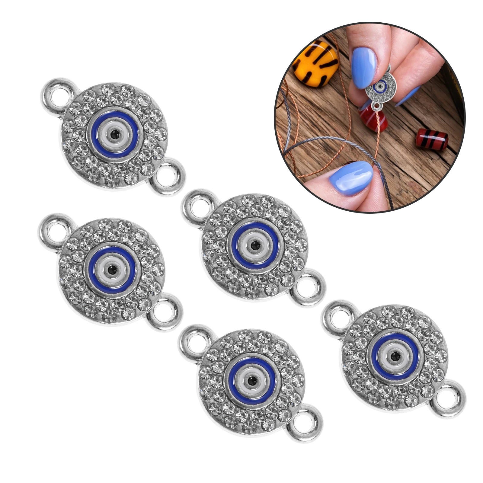 

10 Pcs Eye Bracelet Charms for Bracelets Making Diy Accessory Love Necklace Alloy Connector Clasps Decor