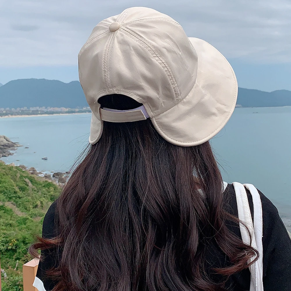 

Women Wide Brim Bucket Hats Summer Outdoor UV Protection Fisherman Hat Girls Can Tie Ponytail Adjustable Sun Shade Caps