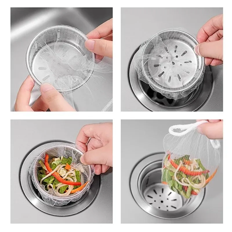 100Pcs/Pack Disposable Sink Filter Kitchen Sewer Net Garbage Filter Bag Sink Strainer Bathroom Drain Hair Anti-blocking Net