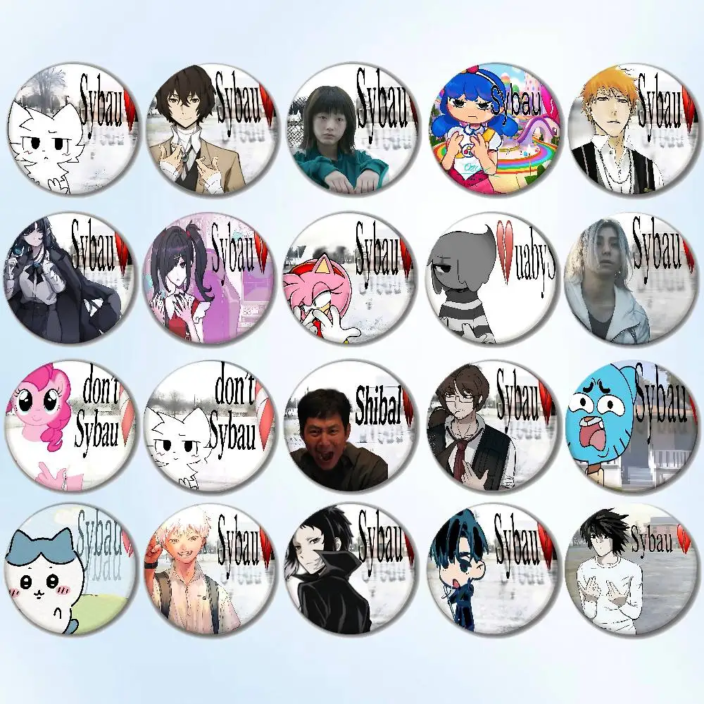 Badges en métal Kawaii Sybau Meme, boutons souples en tôle, broches, badges en métal, accessoires de bijoux personnalisés, chapeau, sac, revers