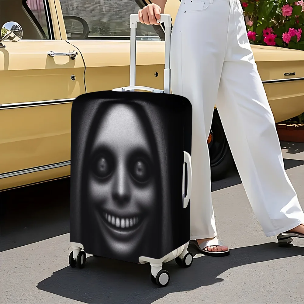 1pc creepy smiley face print luggage cover. Fits suitcases from 18 to 32 inches; effectively protects your luggage.