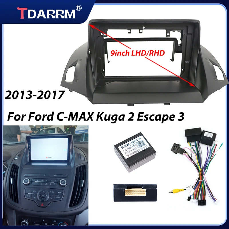 2Din Radio Panel for FORD Kuga 2013-2016 Dash Installation Trim Kit Android Audio Frame GPS Navigation Fascia Faceplates 9''