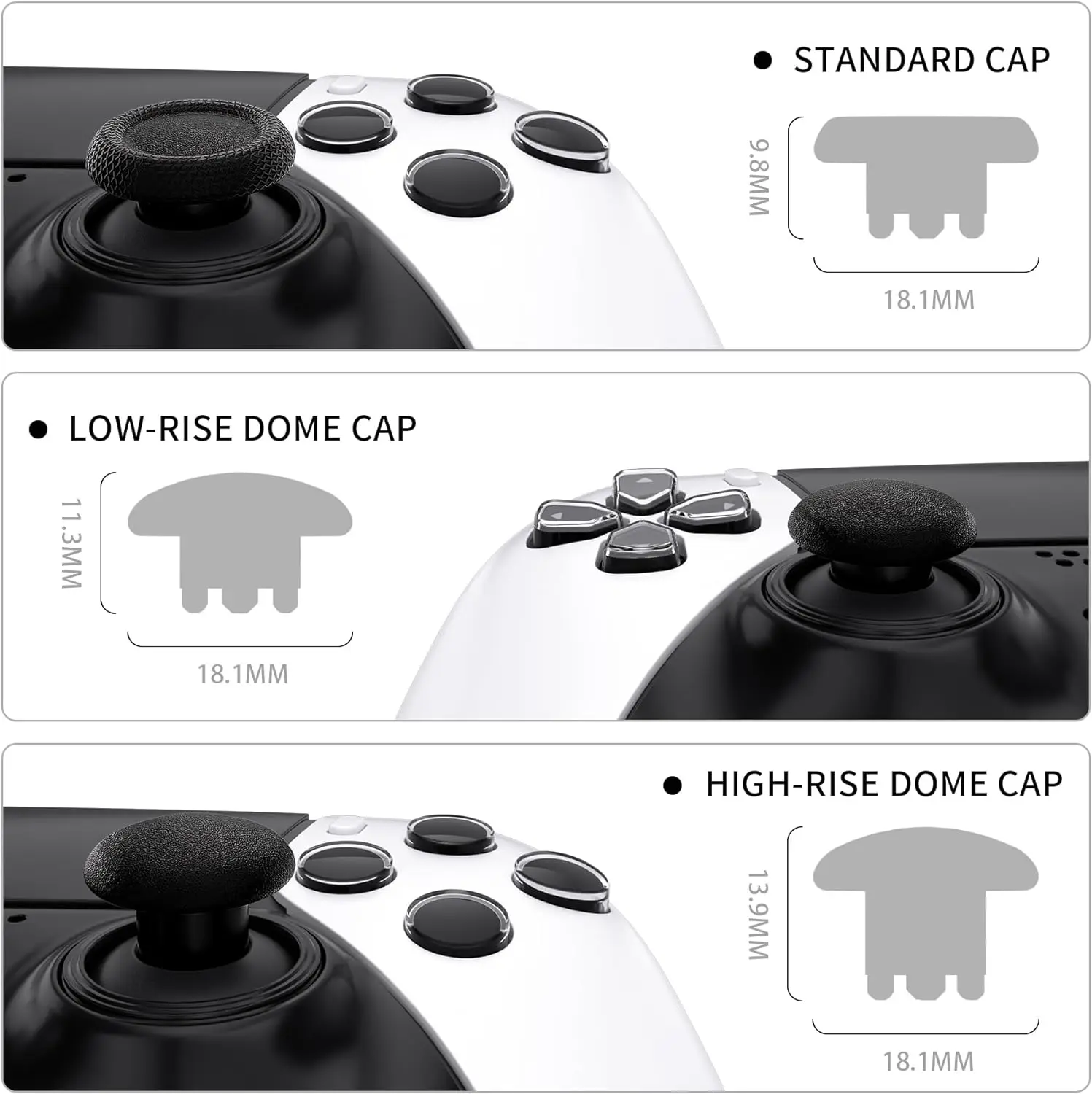 Interchangeable Ergonomic Thumbstick for PS5 Controller, for PS4 All Model Controller