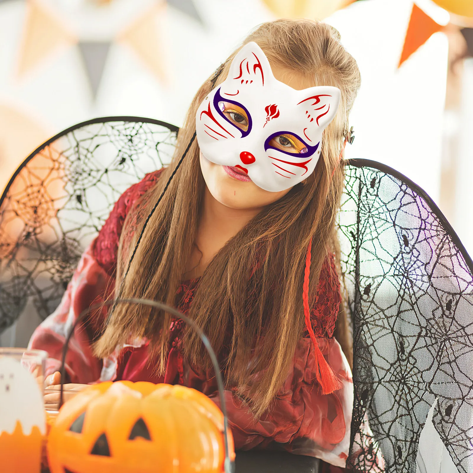 3Pcs Blank Cat Face Mask White Unpainted DIY Handmade Pulp Mask for Halloween Cosplay Party Masquerade Wedding Prom Fashion