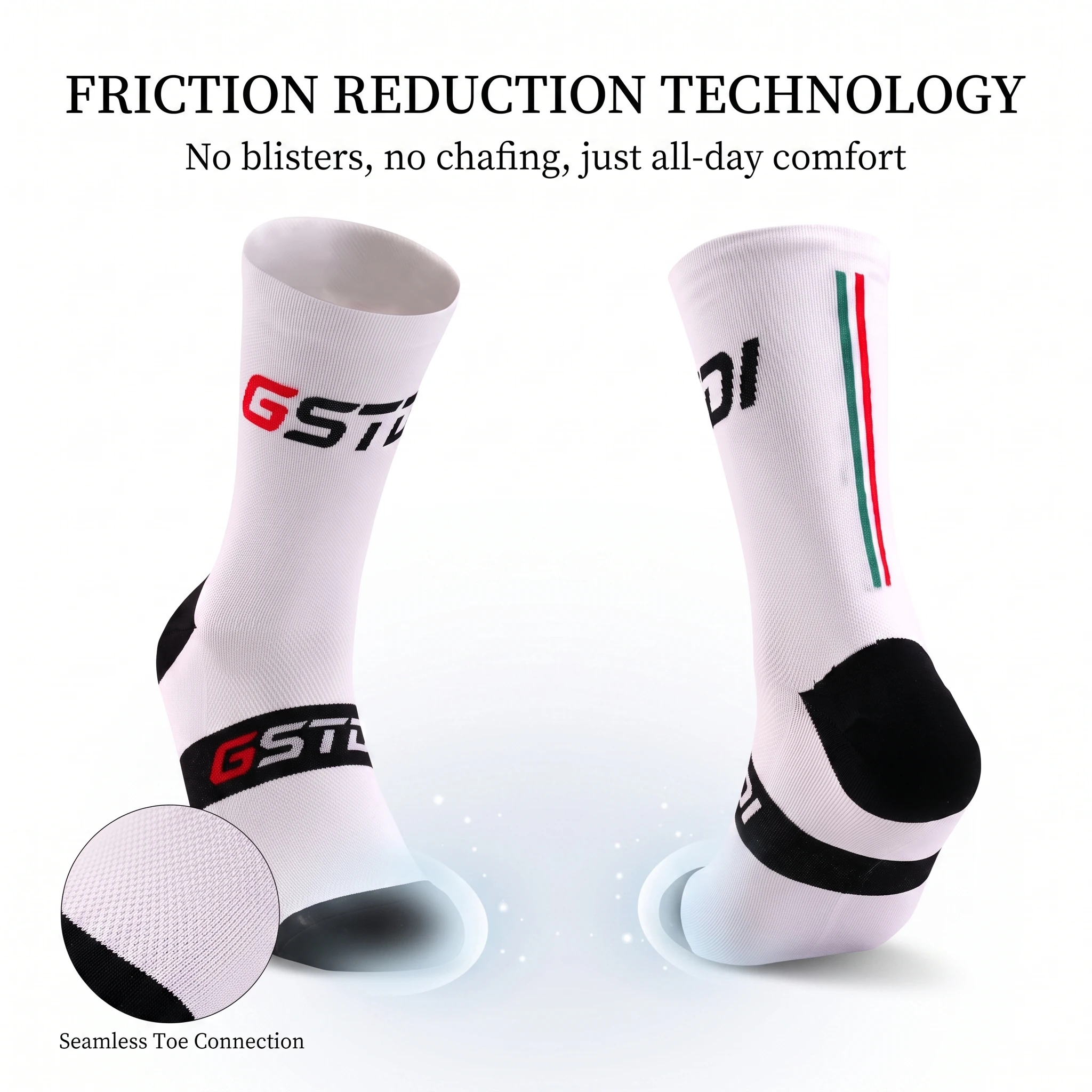 2 paia 2023 nuovi calzini da ciclismo bici infermiera compressione bici da strada corsa Mtb al ginocchio bianco sportivo divertente marchio nero