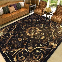 Black Gold Decoration Home Rugs Living Room European Style Carpets Sofa Area Anti-slip Floor Mat Bedroom Cloakroom Rug Washable