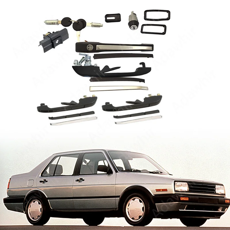 For 1988-1992 Volkswagen JETTA Golf  DERBY Outer Door Handle Full Set 191837206+ 191837205+ 193839205+ 193839206+ 165827571F