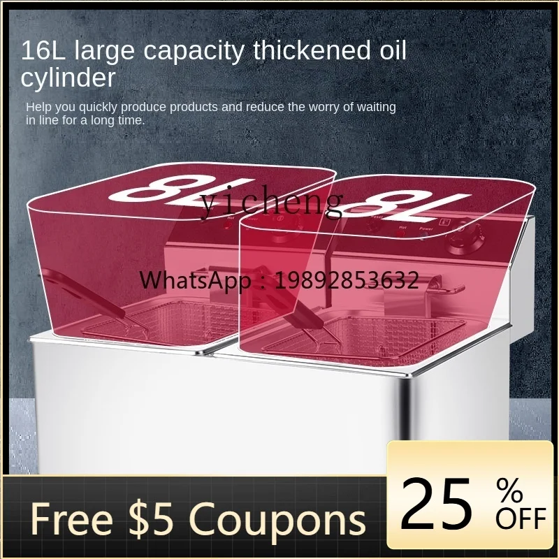 

Deep Frying Pan Commercial Stall Single Cylinder Fried String Machine Coal Gas Fryer Electrical Twin-Tank Frying Oven