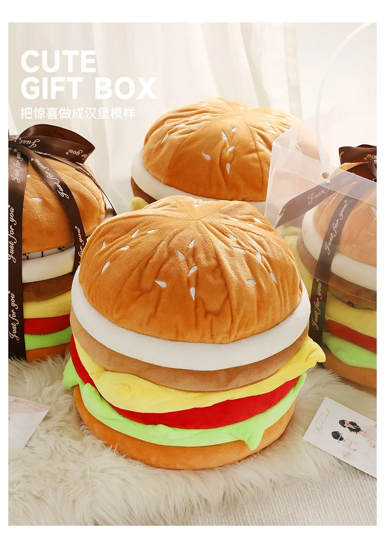 Cute Soft Hamburger Ottoman Space Storage Organizer Box Chair Stool Nordic Interior Hallway Living Room hamburger Storage