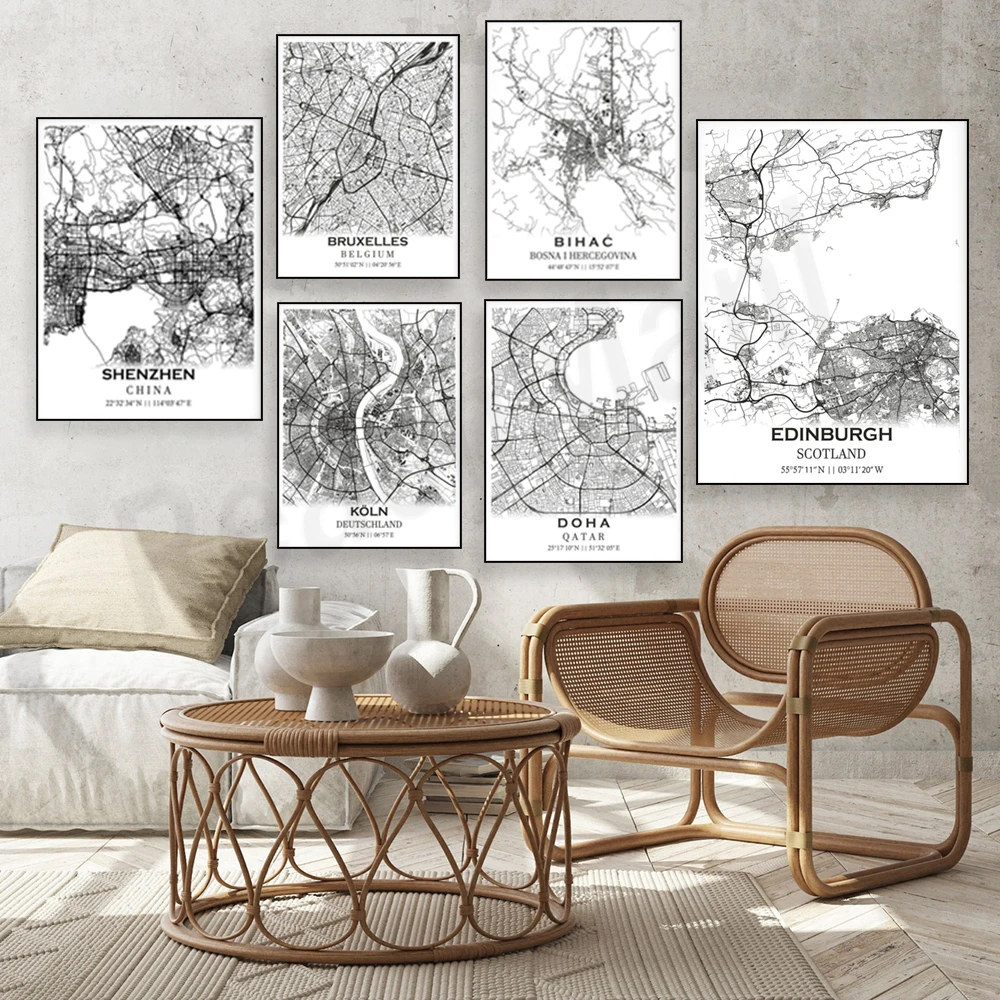 Wellington, Kuala Lumpur, Havana, Stockholm, Edinburgh, Trebinje, Madrid, Brcko, Shenzhen, Belgium, Frankfurt, Bihac map poster